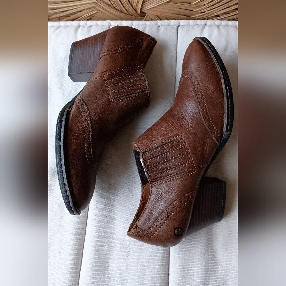 Born Women's Brown Leather Cowgirl Boot Shoes_10